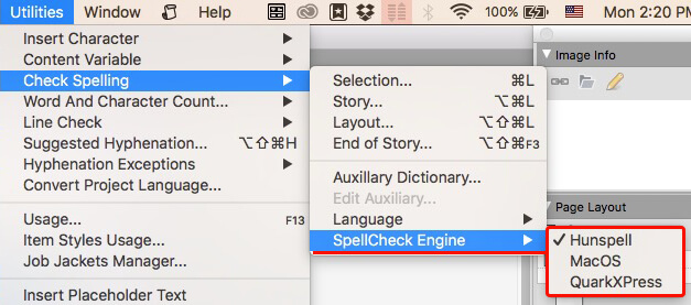 QuarkXPress spellChecker